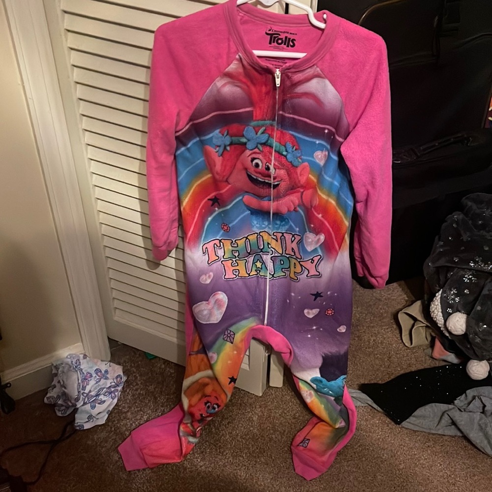 Trolls footie pajamas.